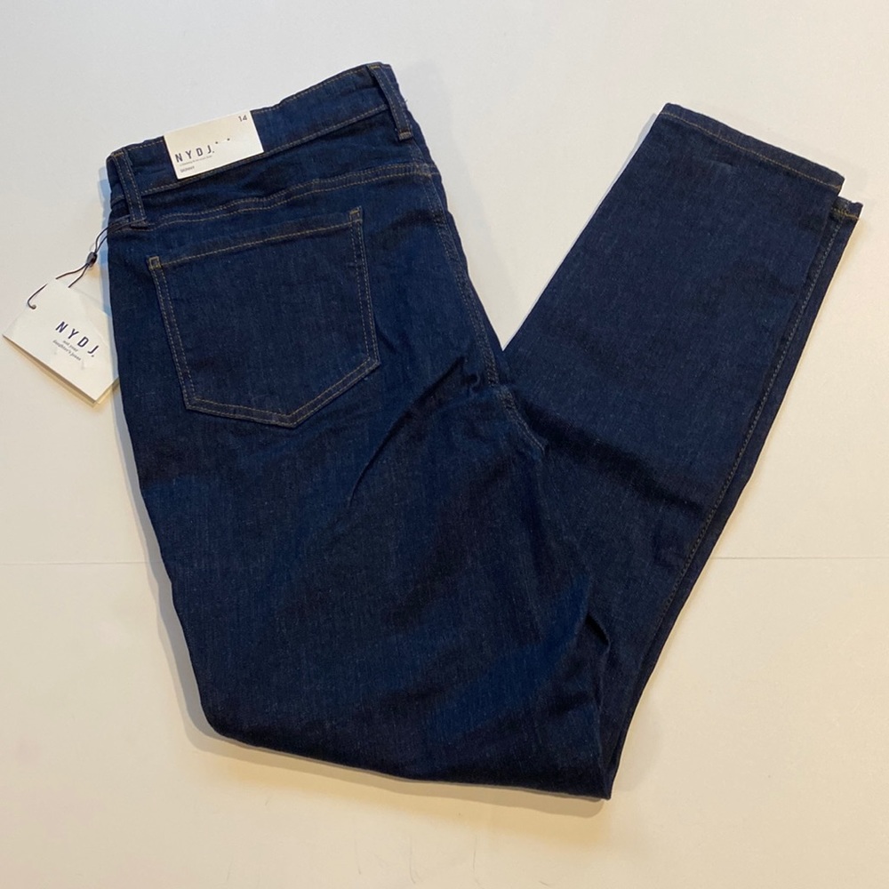 NYDJ SZ 14 Dark Wash Denim Blue Skinny Jeans New D30e